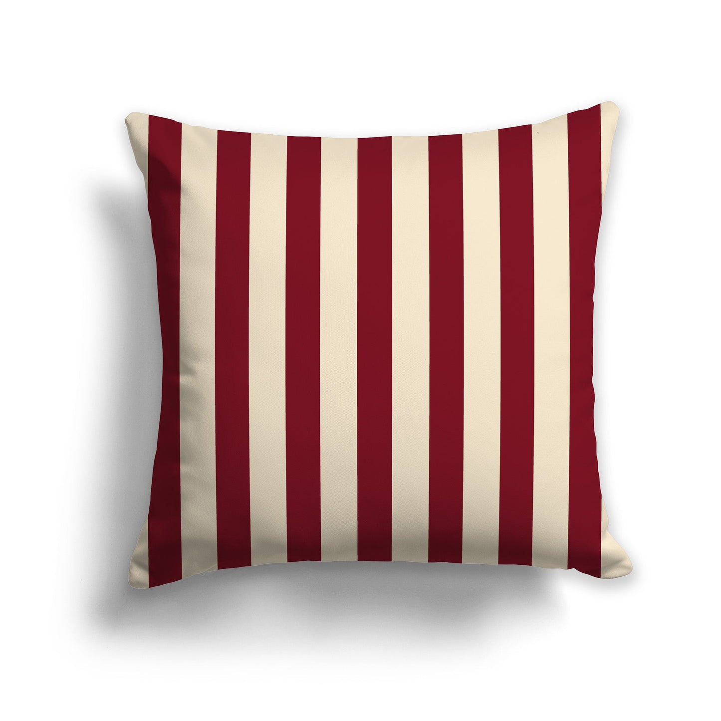 Beige Throw Pillow with Burgundy Red Vertical Bars on Front, CAPC-1285-051