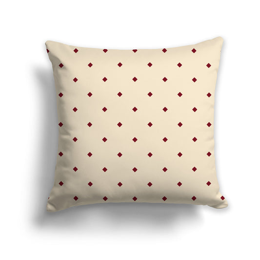 Beige Throw Pillow with Large Burgundy Red Diamond Pattern on Front, CAPC-1285-101