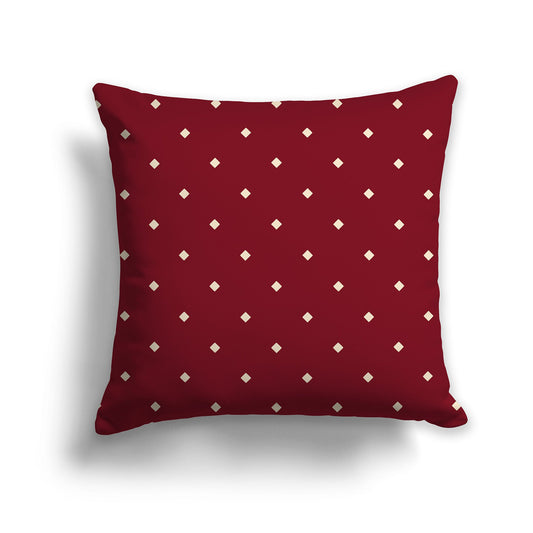 Burgundy Red Throw Pillow with Large Beige Diamond Pattern on Front, CAPC-1285-102