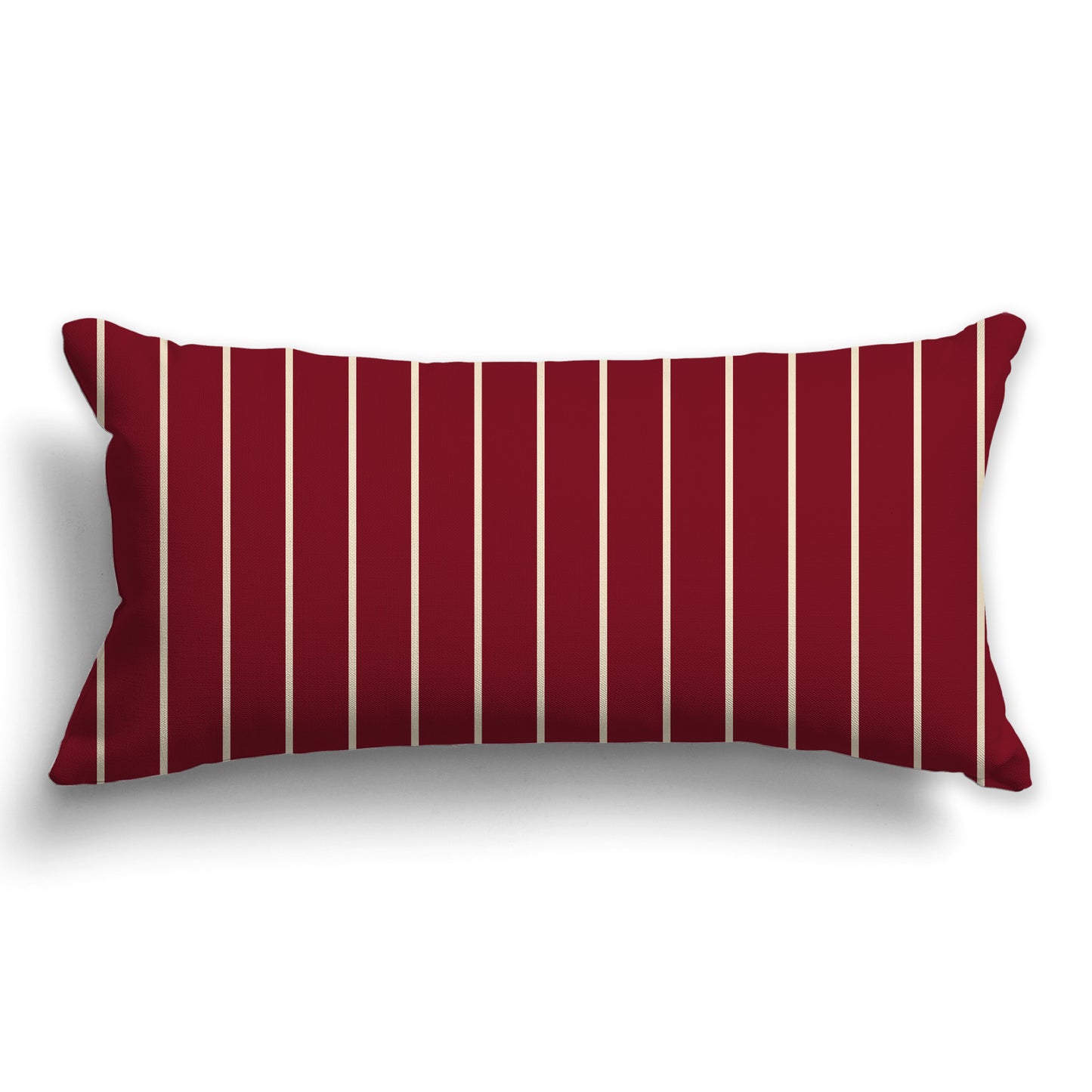 Burgundy Red Throw Pillow with Fine Vertical Beige Stripes on Front, CAPC-1285-152