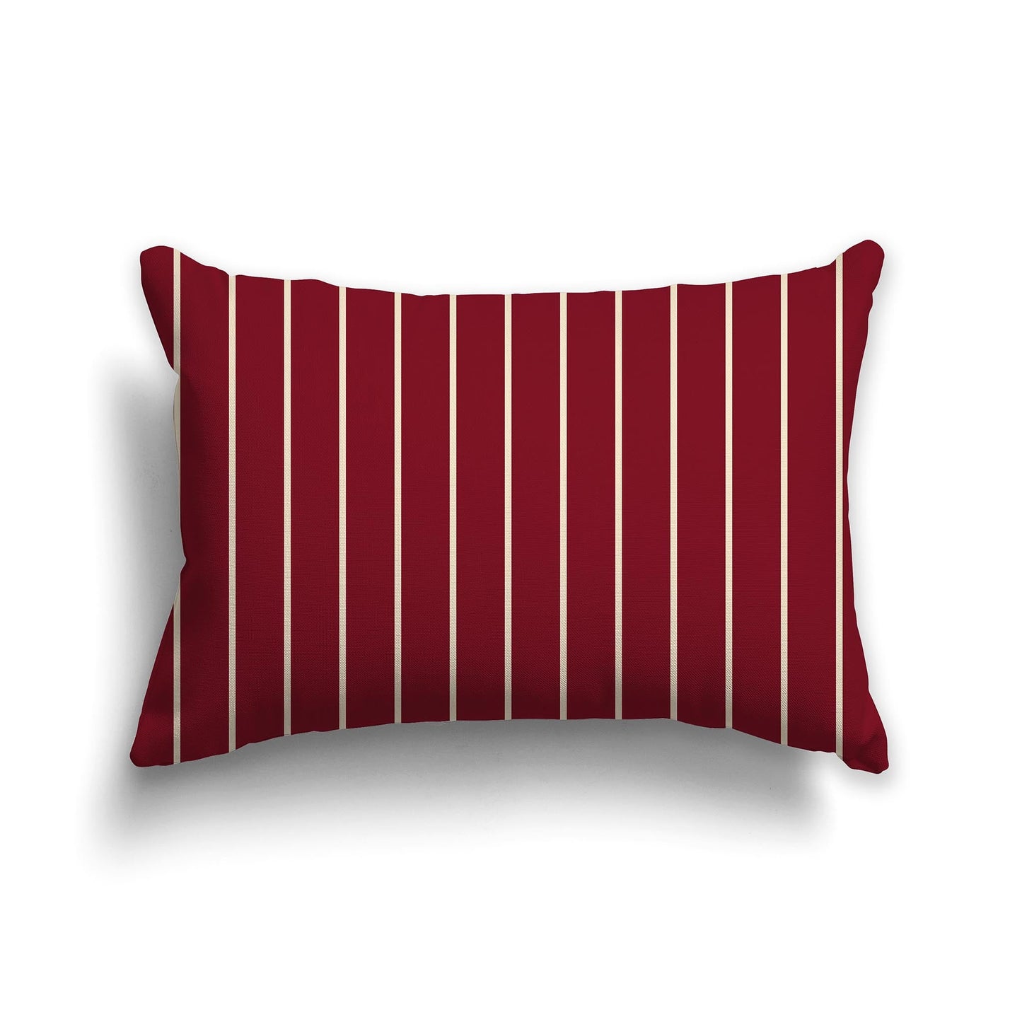 Burgundy Red Throw Pillow with Fine Vertical Beige Stripes on Front, CAPC-1285-152