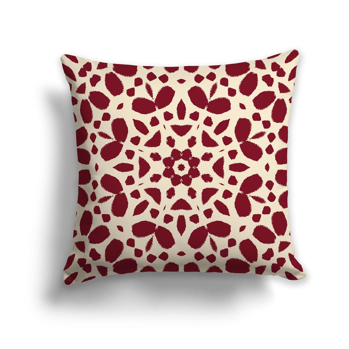 Beige Throw Pillow with Burgundy Red Circular Graphic on Both Sides, CAPC-1285-181
