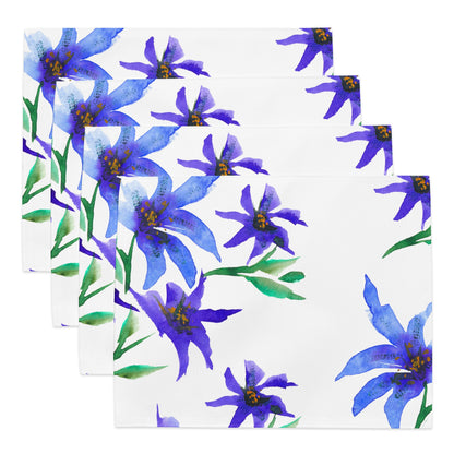 Purple Floral Ceramic Mug & Polyester Placemat 8-Pc Bundle (Service for 4) | CABF-LM-1304