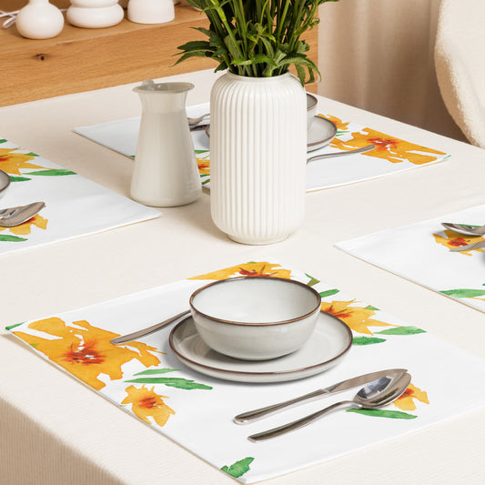 Placemat Set with Hand-painted Floral Watercolour Print | CABF-1314