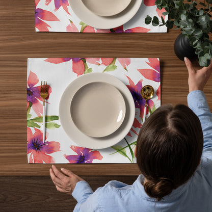 Placemat Set with Hand-painted Floral Watercolour Print | CABF-1344