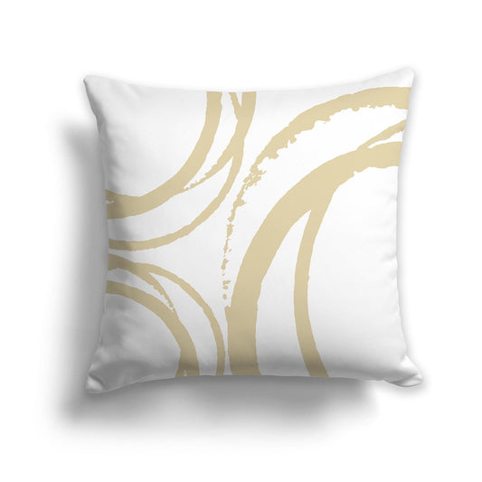 White/Beige-white Throw Pillow with Circular Tan Graphic on Both Sides, CAPC-1371-021