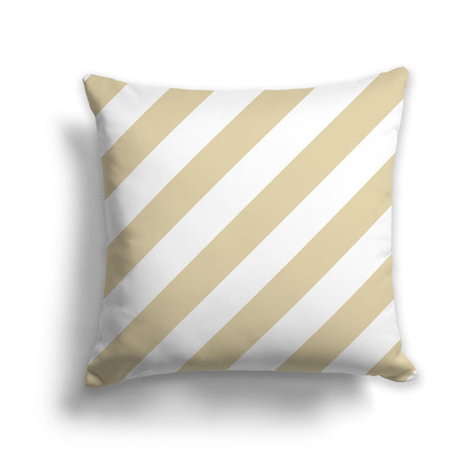 Throw Pillow with Tan and White/Beige-white Diagonal Bars on Both Sides, CAPC-1371-031