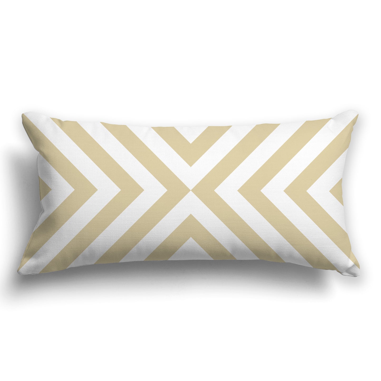 Throw Pillow with Radiating Tan and White/Beige-white Diagonal Bars on Both Sides, CAPC-1371-041