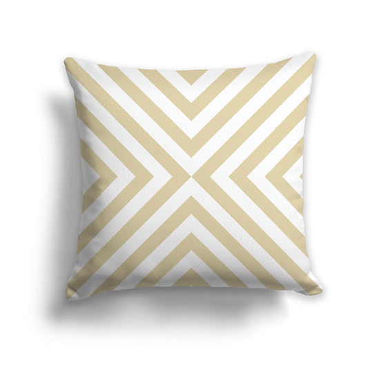 Throw Pillow with Radiating Tan and White/Beige-white Diagonal Bars on Both Sides, CAPC-1371-041