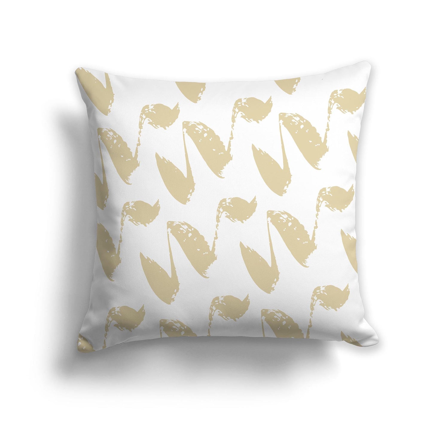 White/Beige-white Throw Pillow with Tan Squiggle Pattern on Both Sides, CAPC-1371-081