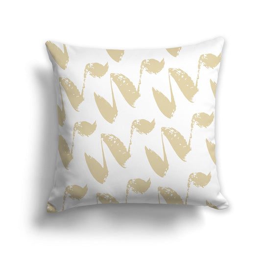 White/Beige-white Throw Pillow with Tan Squiggle Pattern on Both Sides, CAPC-1371-081