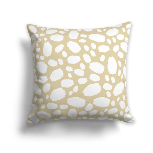 Tan Throw Pillow with White/Beige-white Paint Dabs on Both Sides, CAPC-1371-092