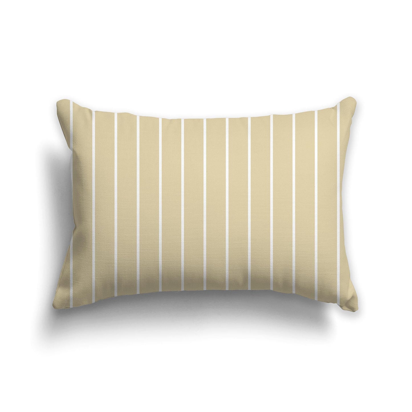 Tan Throw Pillow with Fine Vertical White/Beige-white Stripes on Front, CAPC-1371-152