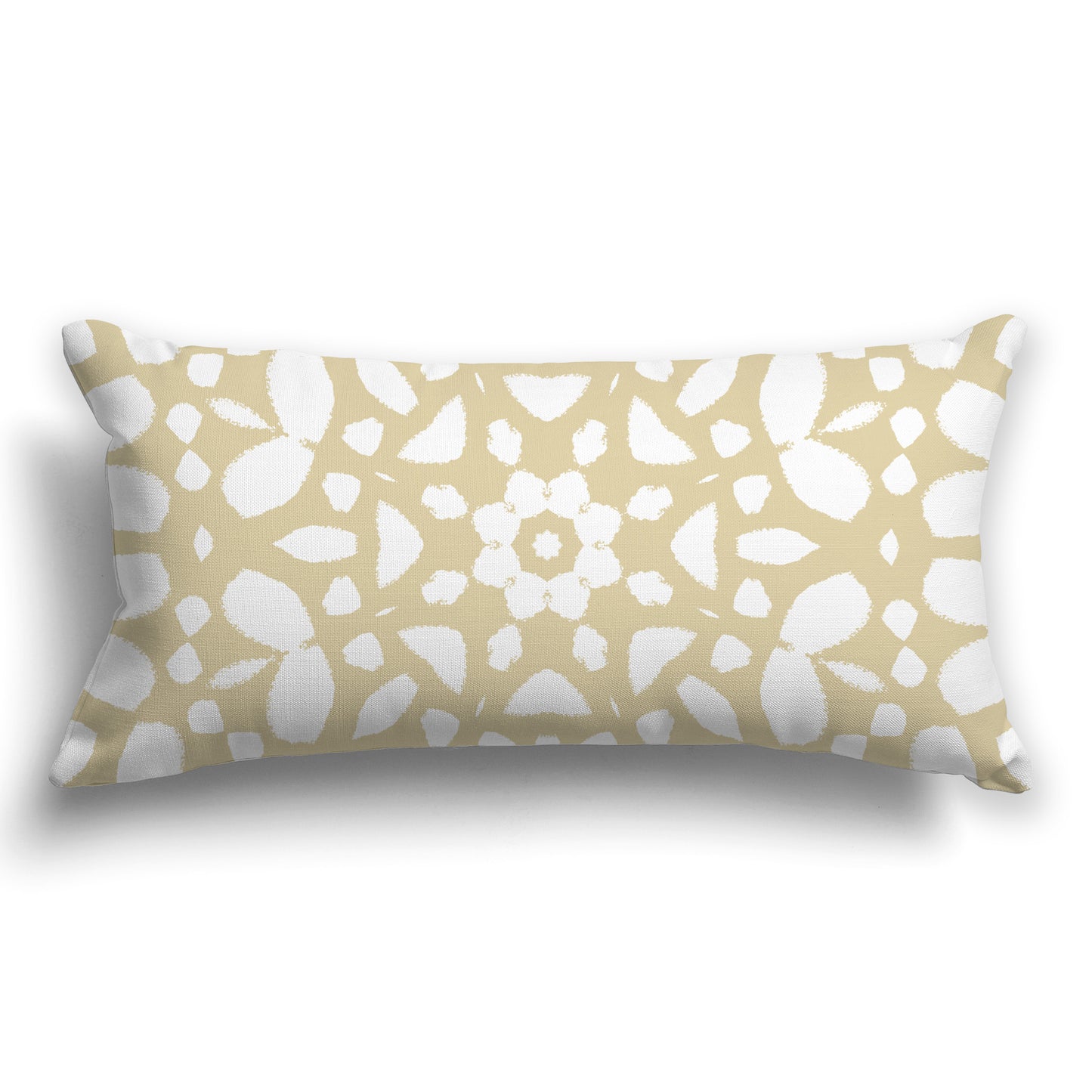 Tan Throw Pillow with White/Beige-white Circular Graphic on Both Sides, CAPC-1371-182