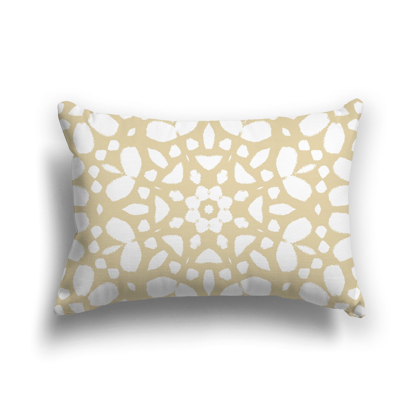 Tan Throw Pillow with White/Beige-white Circular Graphic on Both Sides, CAPC-1371-182