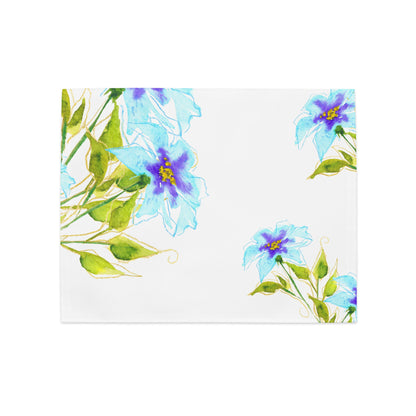 Blue Floral Ceramic Mug & Polyester Placemat 8-Pc Bundle (Service for 4) | CABF-LM-1374
