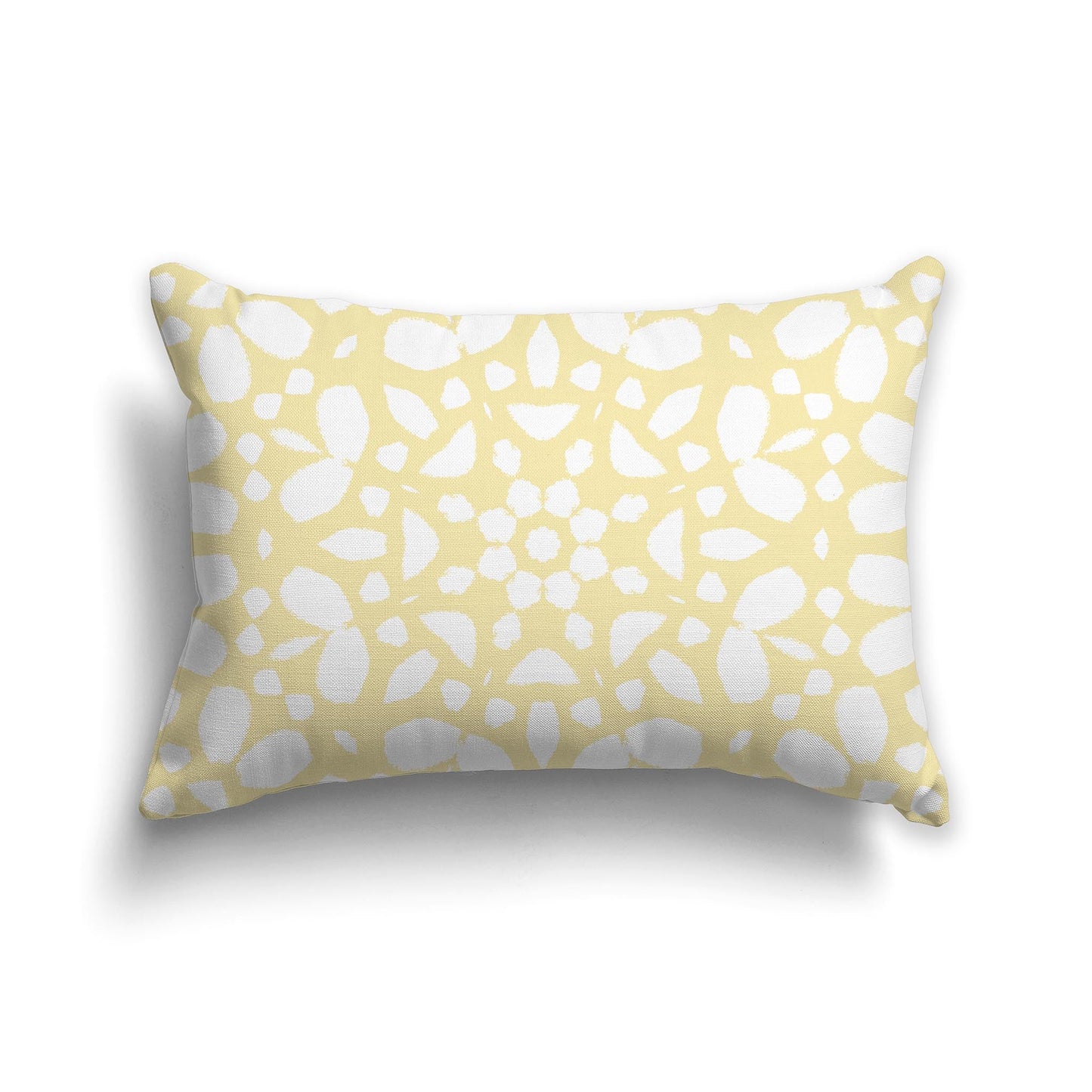 Light Yellow-Gold Throw Pillow with White/Beige-white Circular Graphic on Both Sides, CAPC-1381-186
