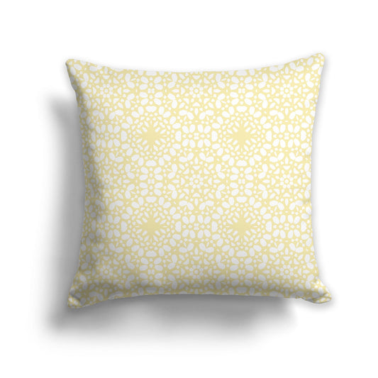 Throw Pillow with Circular Light Yellow-Gold and White/Beige-white Repeat Pattern on Both Sides, CAPC-1381-196