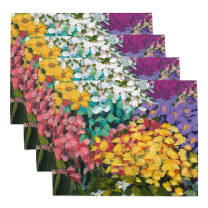 Multicolour Floral Garden Ceramic Mug & Polyester Placemat 8-Pc Bundle (Service for 4) | CABF-LM-1381