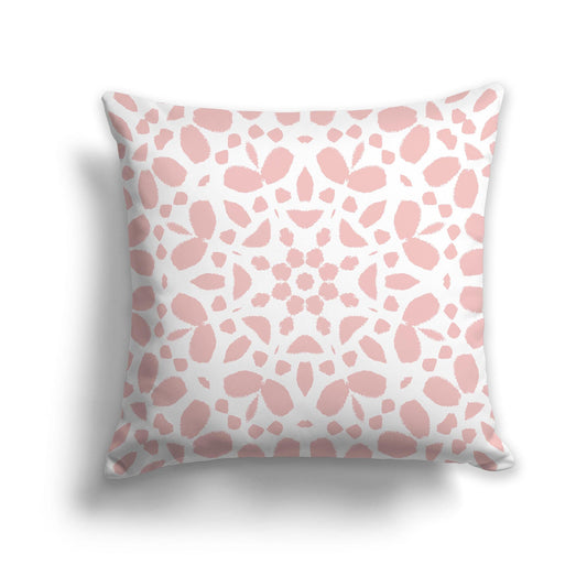 White/Beige-white Throw Pillow with Light Pink Coral Circular Graphic on Both Sides, CAPC-1383-181
