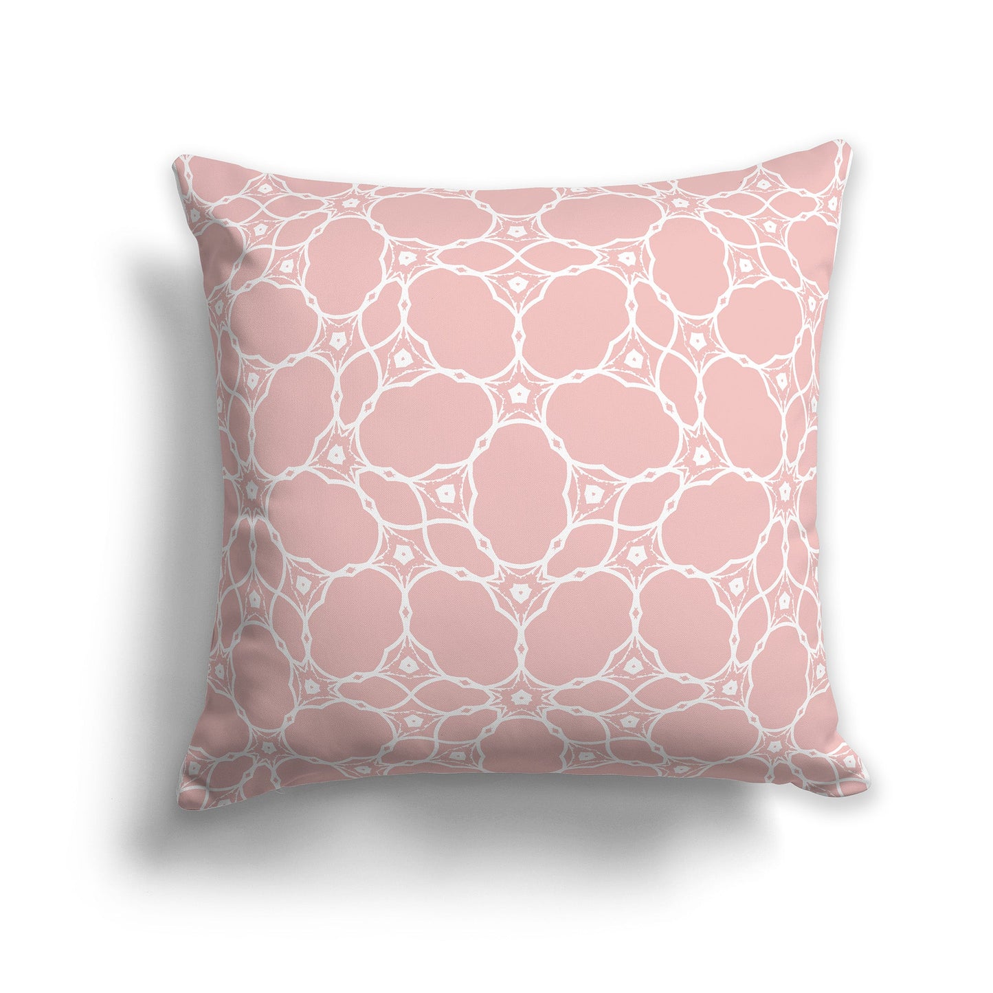 Light Pink Coral Throw Pillow with White/Beige-white Pattern on Both Sides, CAPC-1383-214