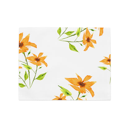 Yellow Orange Floral Ceramic Mug & Polyester Placemat 8-Pc Bundle (Service for 4) | CABF-LM-1394