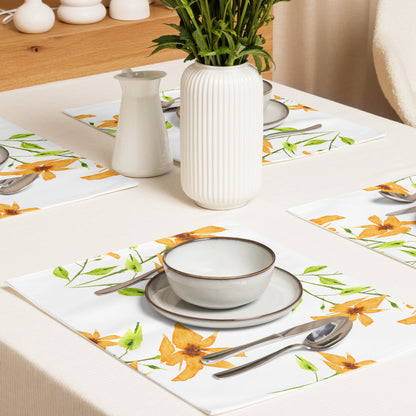 Placemat Set with Hand-painted Floral Watercolour Print | CABF-1394