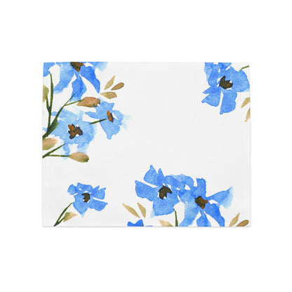 Blue Floral Ceramic Mug & Polyester Placemat 8-Pc Bundle (Service for 4) | CABF-LM-1404