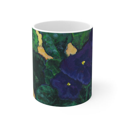 Purple Floral Ceramic Mug & Polyester Placemat 8-Pc Bundle (Service for 4) | CABF-CM-1090