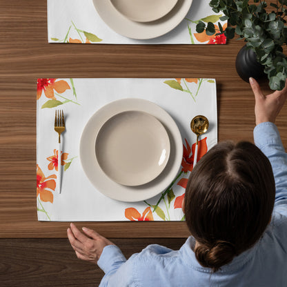 Placemat Set with Hand-painted Floral Watercolour Print | CABF-1414