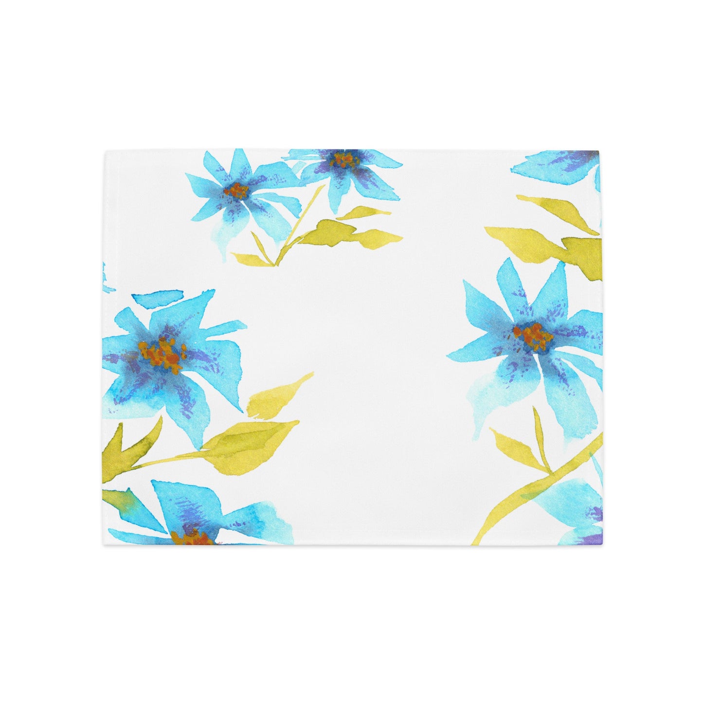 Blue Floral Ceramic Mug & Polyester Placemat 8-Pc Bundle (Service for 4) | CABF-CM-1434
