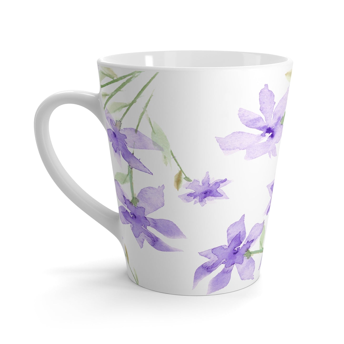 Purple Floral Ceramic Mug & Polyester Placemat 8-Pc Bundle (Service for 4) | CABF-LM-1324