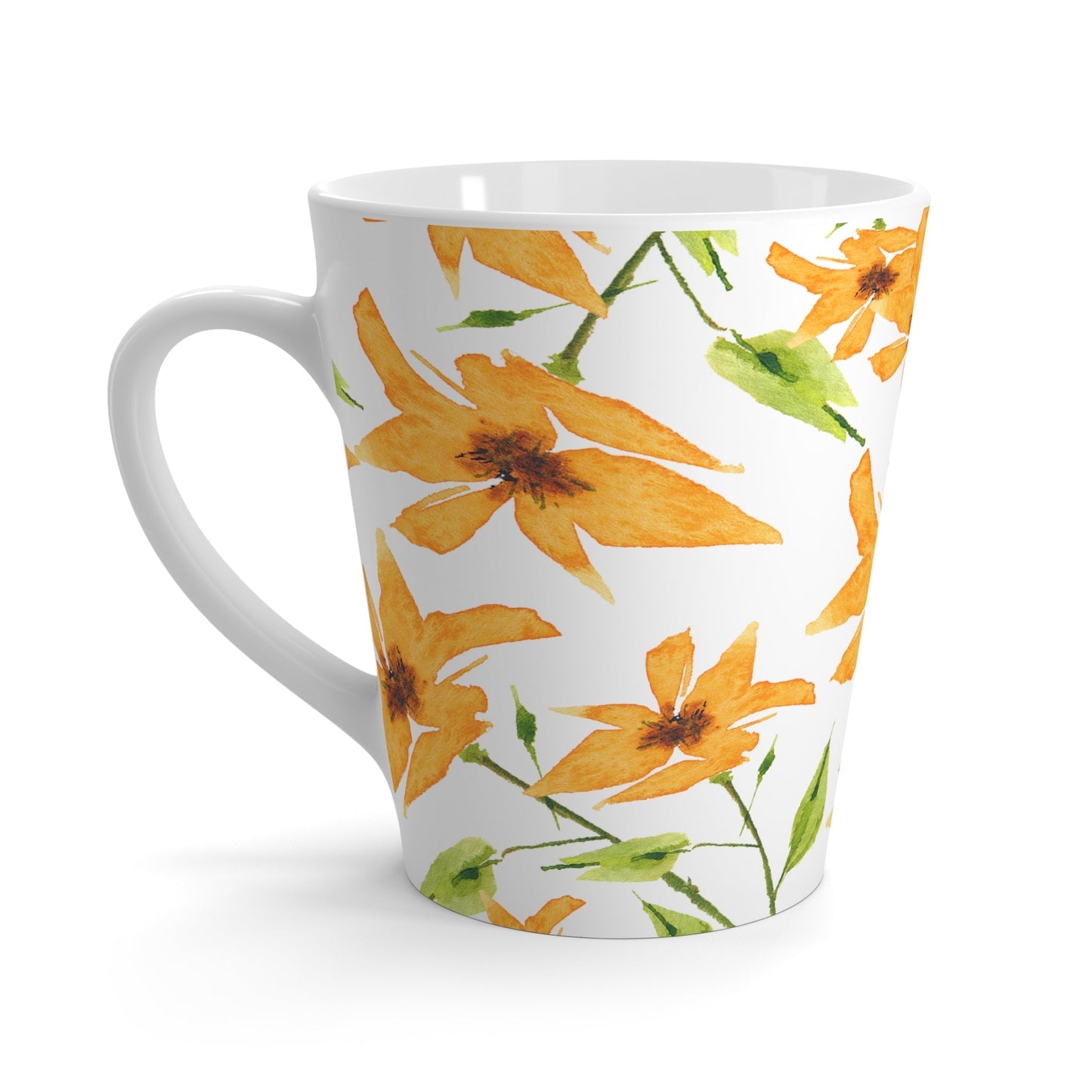 Yellow Orange Floral Ceramic Mug & Polyester Placemat 8-Pc Bundle (Service for 4) | CABF-LM-1394