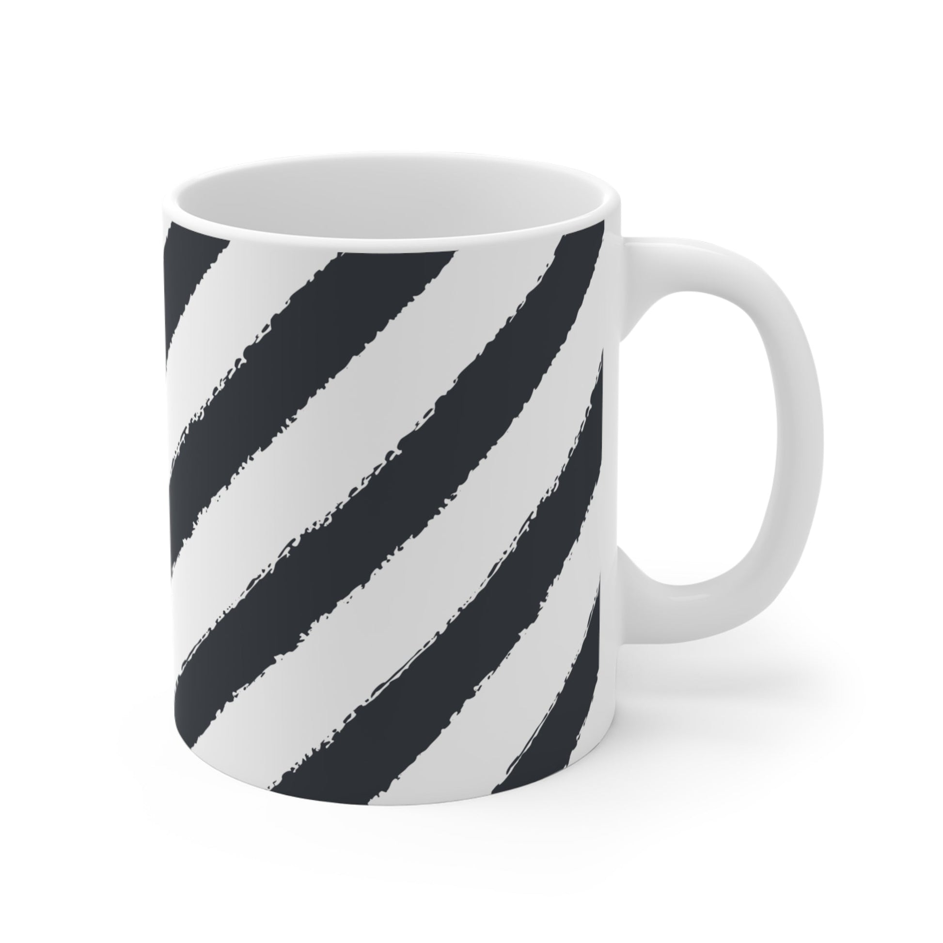 White Ceramic Latte Mug with Broad Diagonal Brush Stroke Print in Grey #CALM-1201-100-151