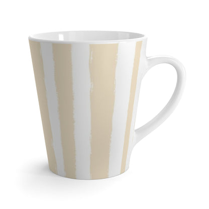 White Ceramic Latte Mug with Bold Vertical Brush Stroke Print in Beige #CALM-1032-111