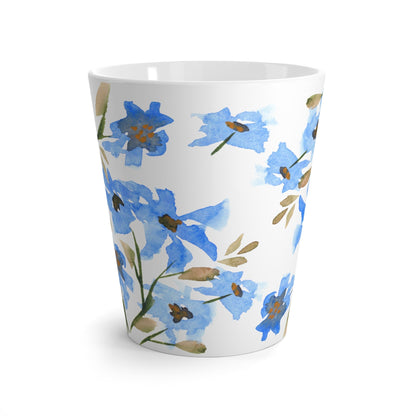 Blue Floral Ceramic Mug & Polyester Placemat 8-Pc Bundle (Service for 4) | CABF-LM-1404