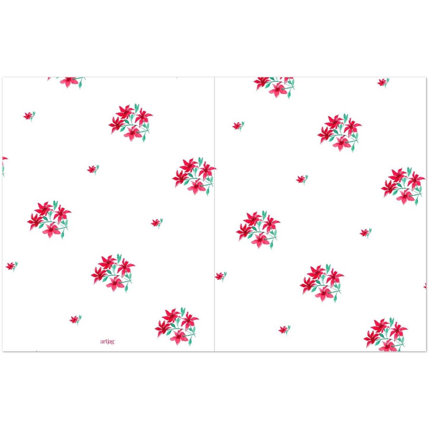 Scarlet Bloom — Fine Art Watercolor Note Cards with Medium Red Floral Pattern, Blank Inside, Pack of 10 with Envelopes #NCNA-1333