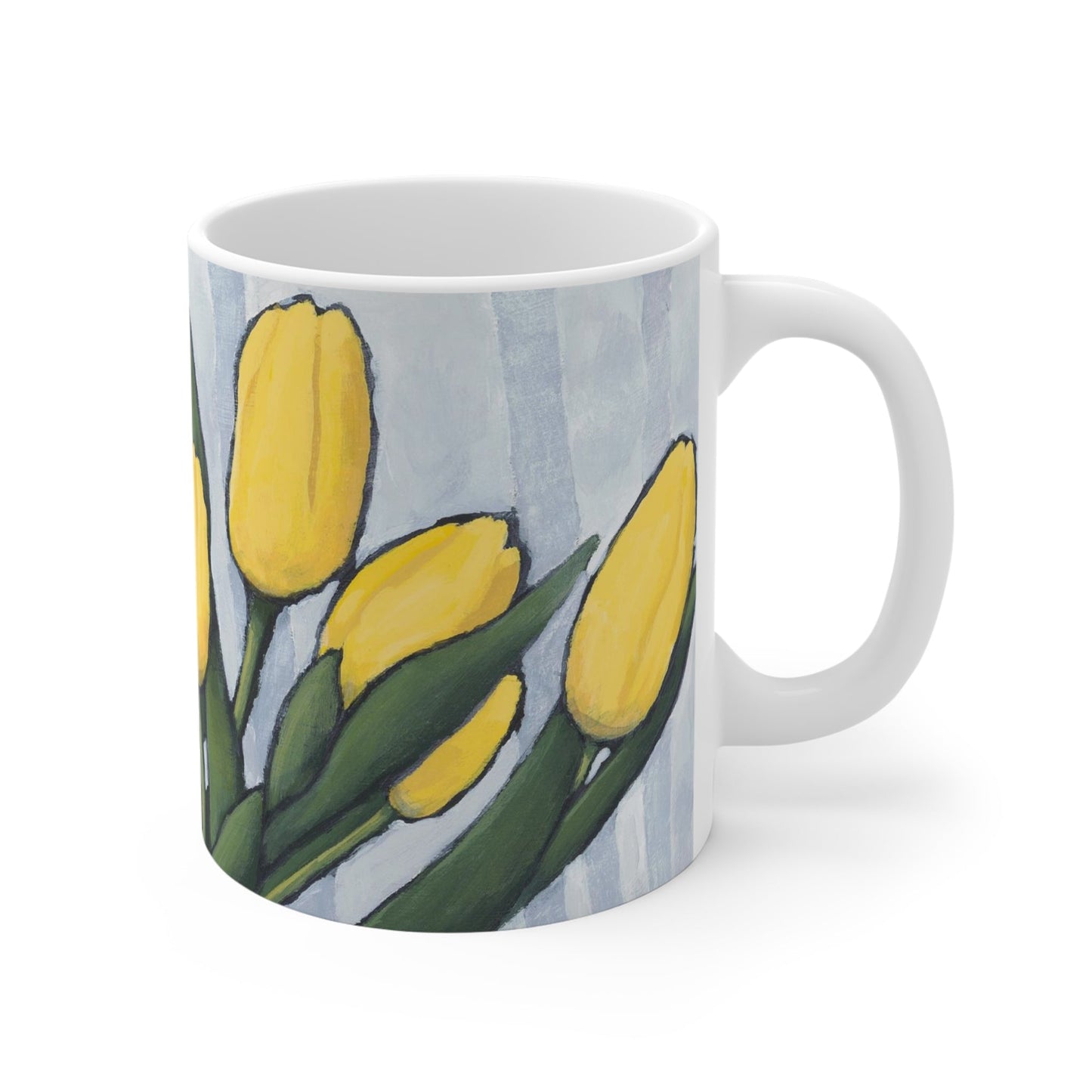 Yellow Tulips Ceramic Mug & Polyester Placemat 8-Pc Bundle (Service for 4) | CABF-CM-1120