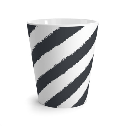 White Ceramic Latte Mug with Broad Diagonal Brush Stroke Print in Dark Grey #CALM-1201-100-151