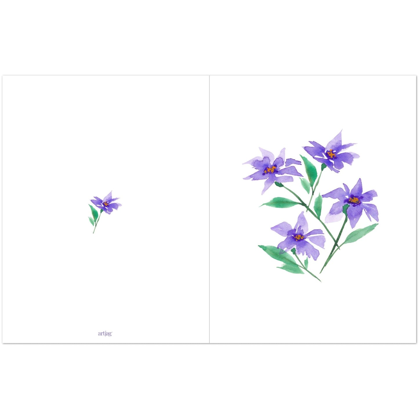 Purple Bloom — Fine Art Watercolor Note Cards with Purple Floral Bouquet Design, Blank Inside, Pack of 10 with Envelopes #NCNA-1352