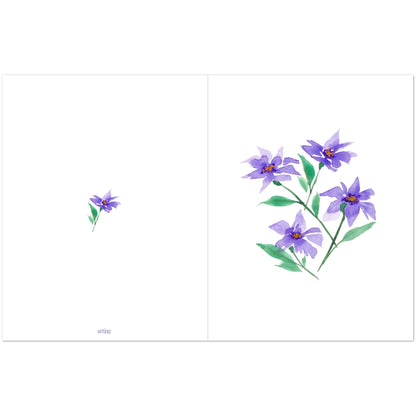 Purple Bloom — Fine Art Watercolor Note Cards with Purple Floral Bouquet Design, Blank Inside, Pack of 10 with Envelopes #NCNA-1352