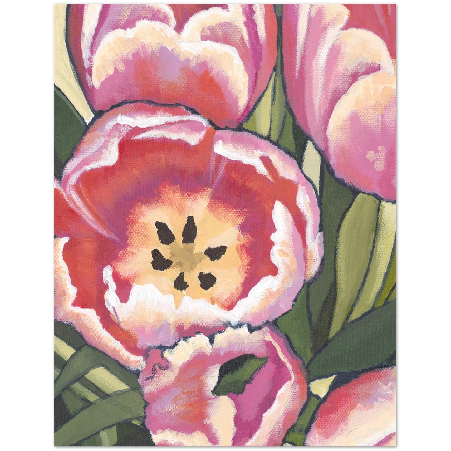 Pink Tulips — Fine Art Note Cards with Pink Tulips Acrylic Print Design, Blank Inside, Pack of 10 with Envelopes #NCNA-1081