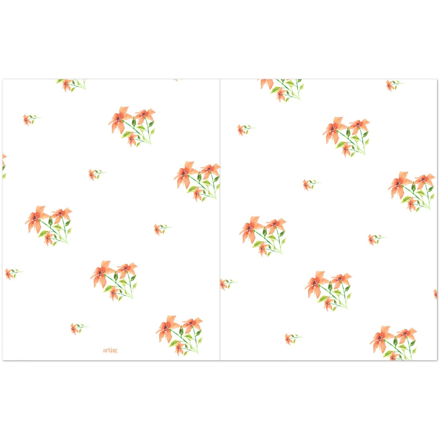 Peach Bloom — Fine Art Watercolor Note Cards with Medium Pale Orange Floral Pattern, Blank Inside, Pack of 10 with Envelopes #NCNA-1380-3
