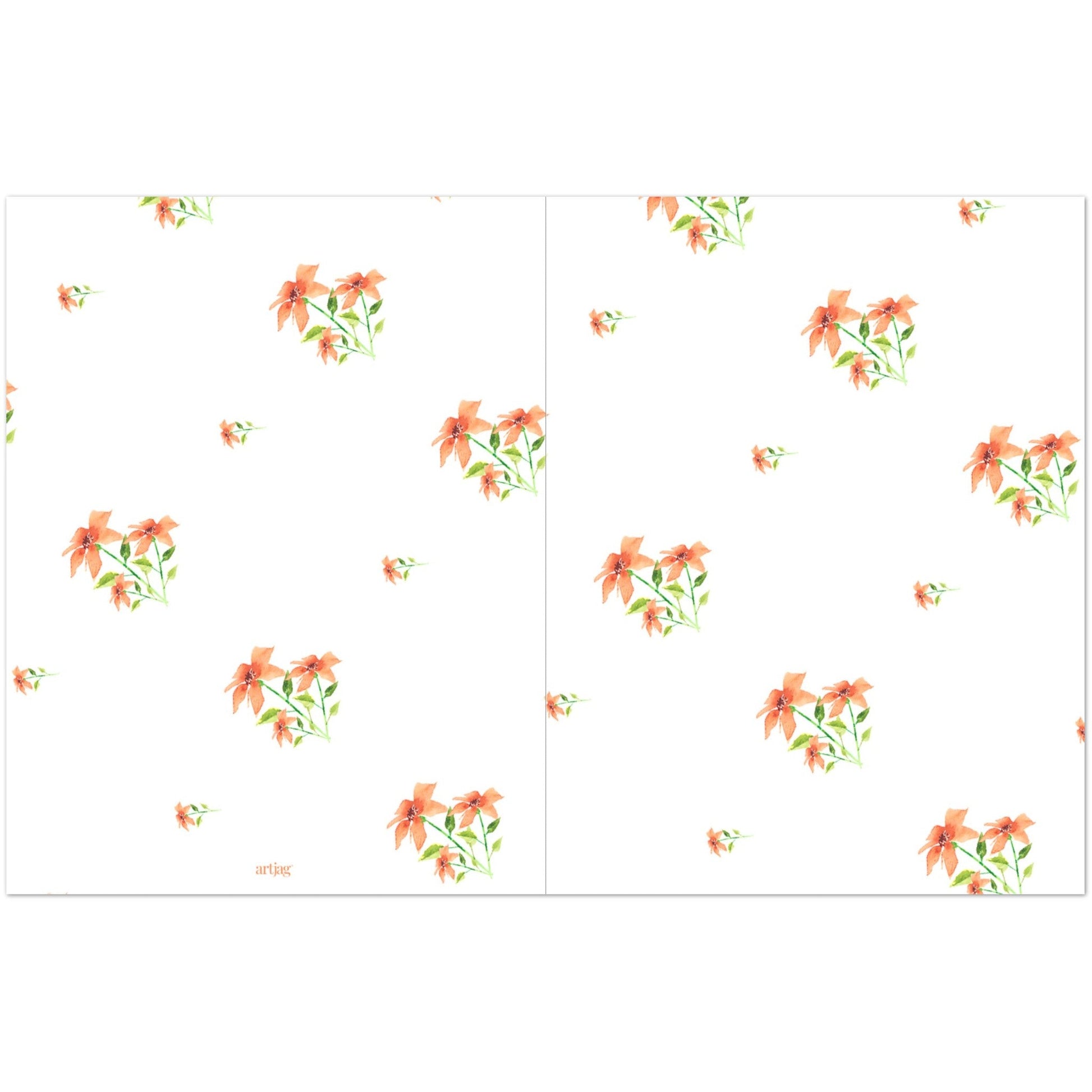 Peach Bloom — Fine Art Watercolor Note Cards with Medium Pale Orange Floral Pattern, Blank Inside, Pack of 10 with Envelopes #NCNA-1380-3