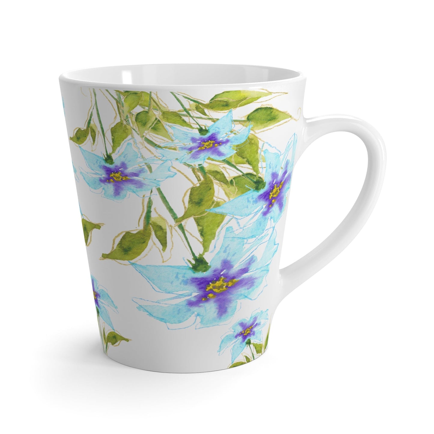 Blue Floral Ceramic Mug & Polyester Placemat 8-Pc Bundle (Service for 4) | CABF-LM-1374