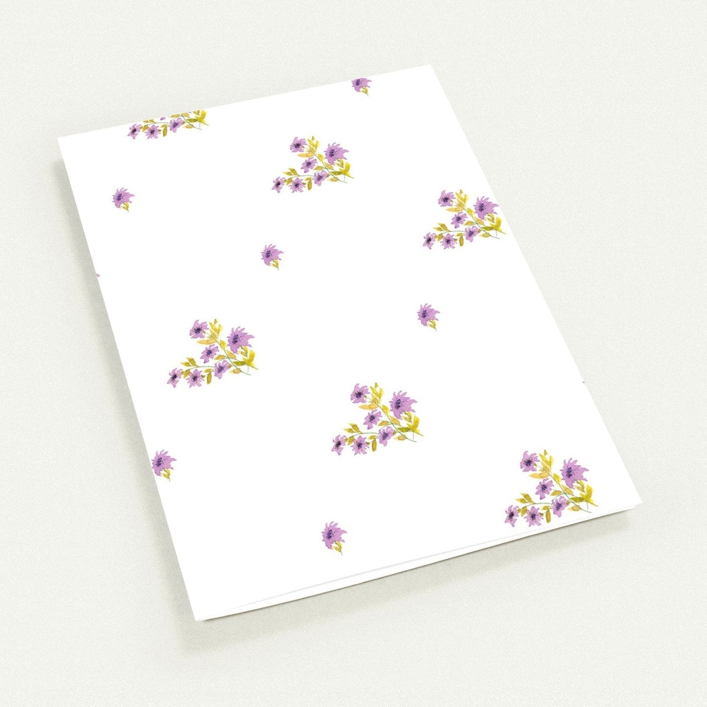 Mauve Bloom — Fine Art Watercolor Note Cards with Medium Mauve Floral Pattern, Blank Inside, Pack of 10 with Envelopes #NCNA-1363