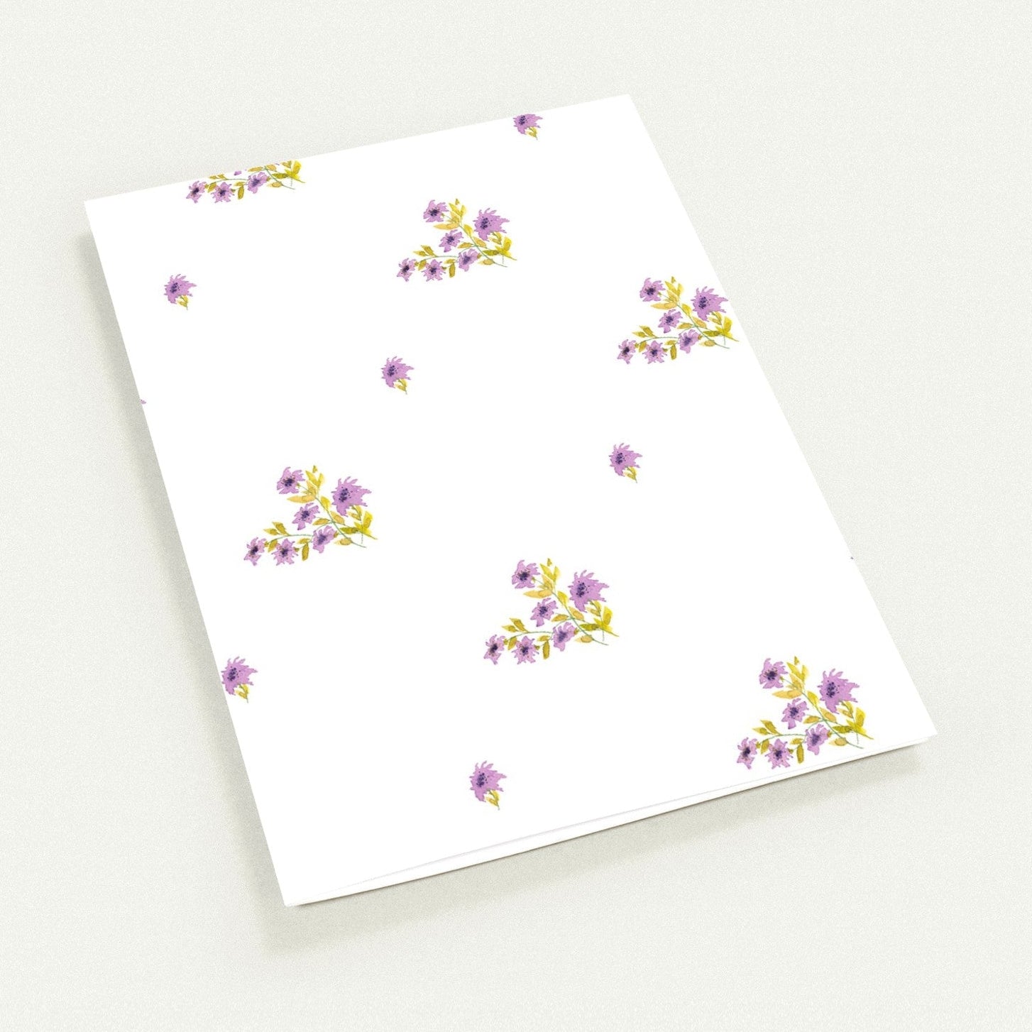 Mauve Bloom — Fine Art Watercolor Note Cards with Medium Mauve Floral Pattern, Blank Inside, Pack of 10 with Envelopes #NCNA-1363