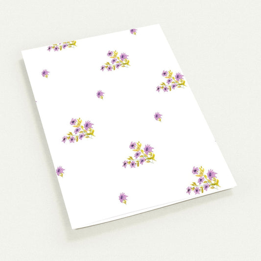 Mauve Bloom — Fine Art Watercolor Note Cards with Medium Mauve Floral Pattern, Blank Inside, Pack of 10 with Envelopes #NCNA-1363