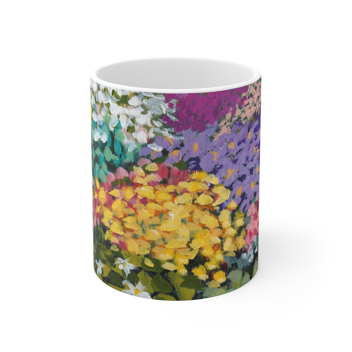 Multicolour Floral Garden Ceramic Mug & Polyester Placemat 8-Pc Bundle (Service for 4) | CABF-CM-1381