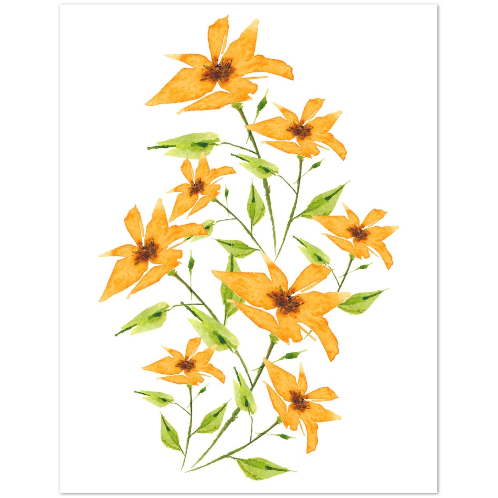 Citrine Bloom — Fine Art Watercolor Note Cards with Yellow-Orange Floral Bouquet Design, Blank Inside, Pack of 10 with Envelopes #NCNA-1392